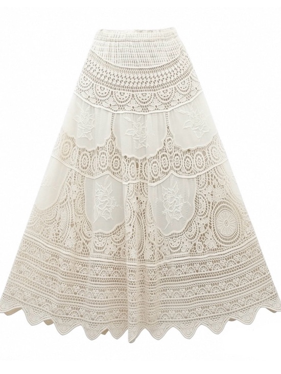 Dresses & Skirts - Women's Cream Lace Maxi Skirt